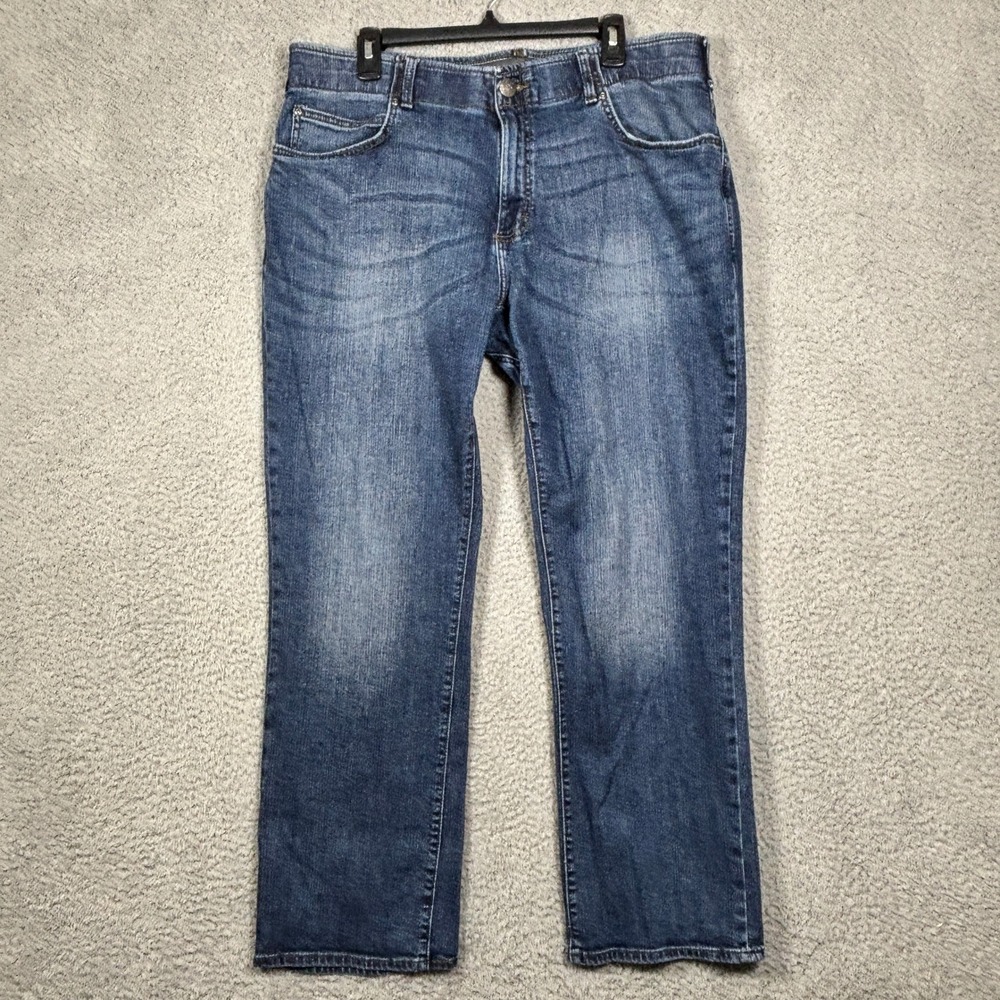 Lee Extreme Motion Regular Fit Bootcut Jeans Mens 38x29.5 Blue Stretch Denim